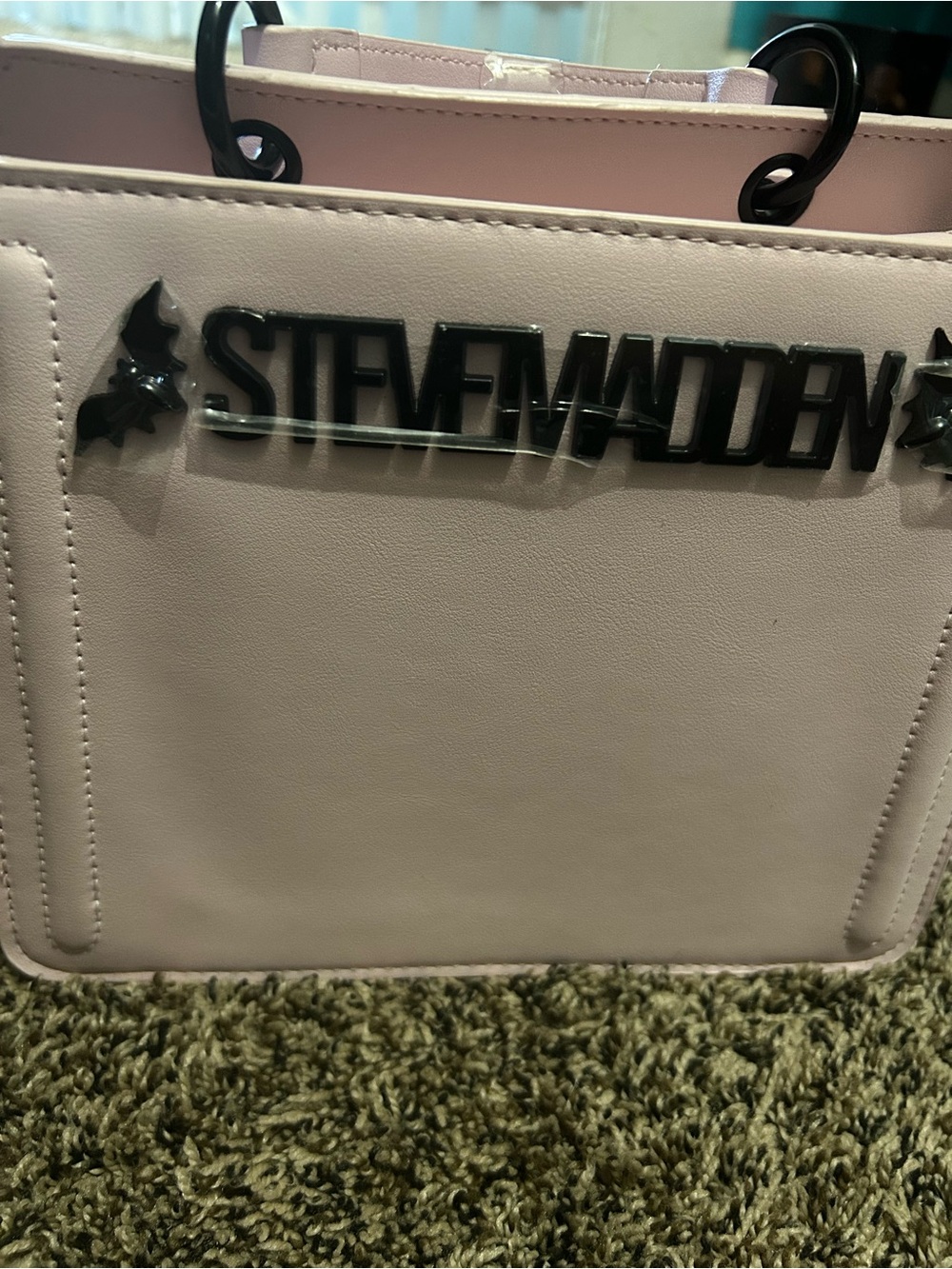 Steve Madden Pale Pink Tote with Black Logo Detail